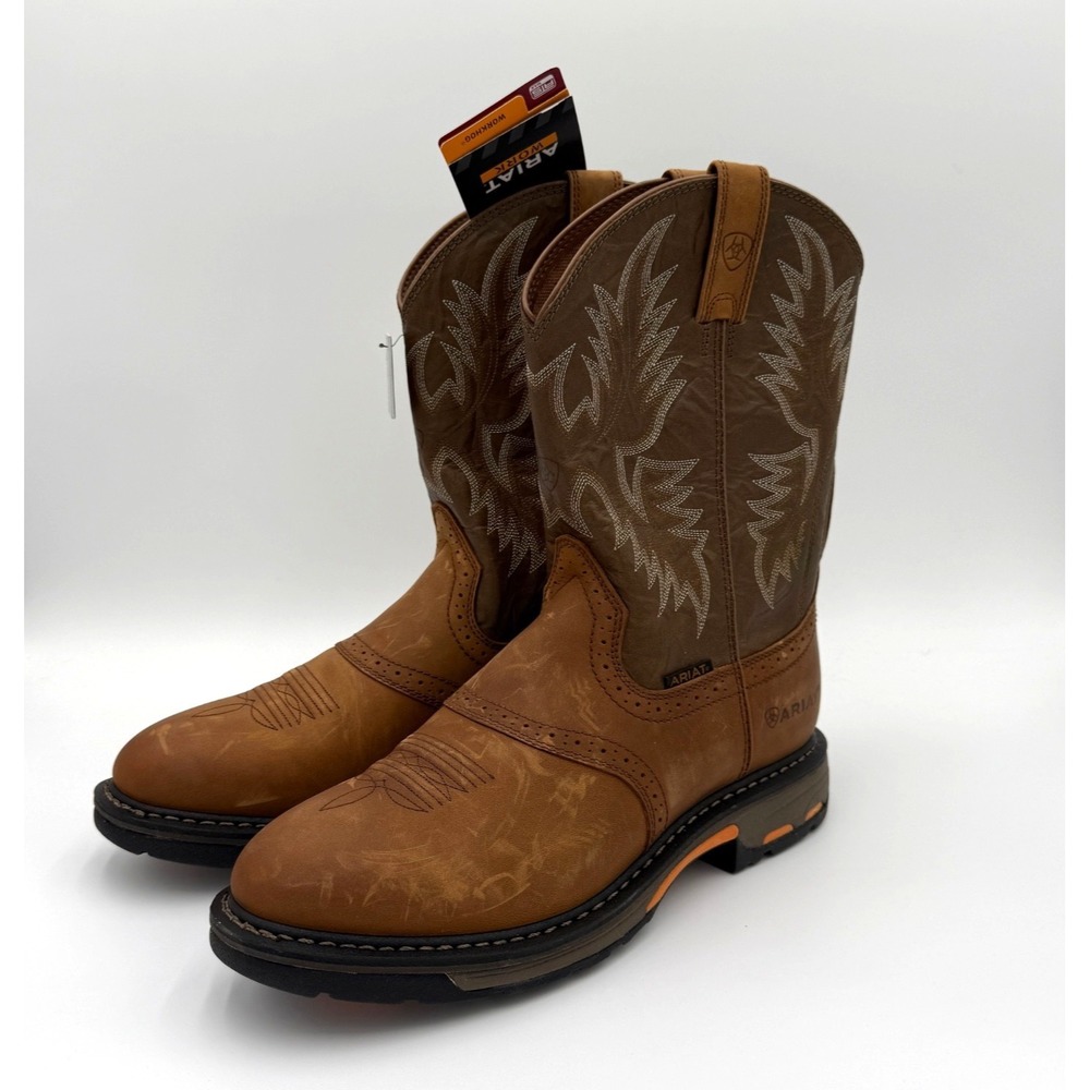 Ariat WorkHog Boots Mens Sz 13 D Aged Bark Roper Toe Soft Toe Work 10001188
